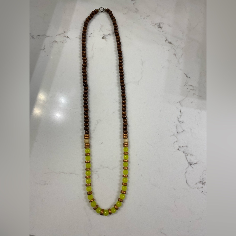 T.Elise Design wood beaded long necklace